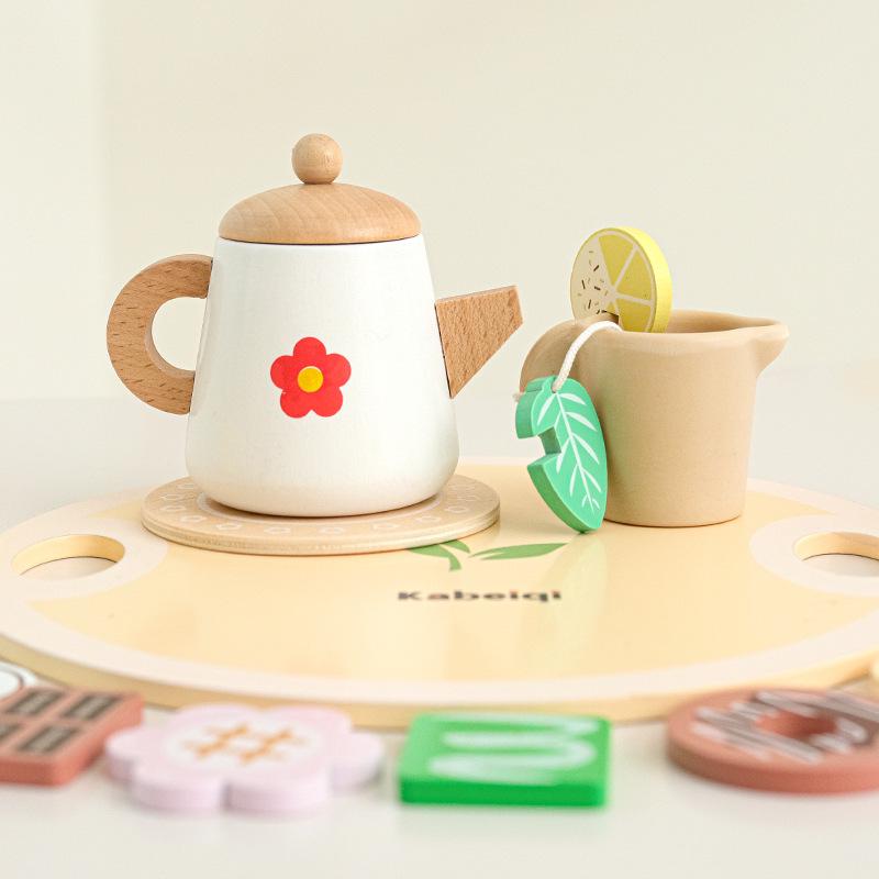 Child's Wooden Afternoon Tea Set: Pretend Play Toy for Social Skills