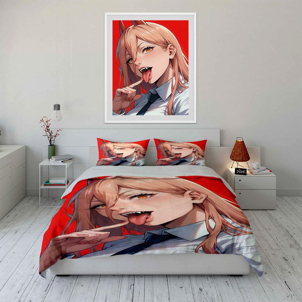 Anime-style Woman Illustration. Bedding Sets Duvet Cover Sets Duvet Covers Pillowcases(1 * Duvet Cover 2 * Pillowcases Without Duvet Insert)