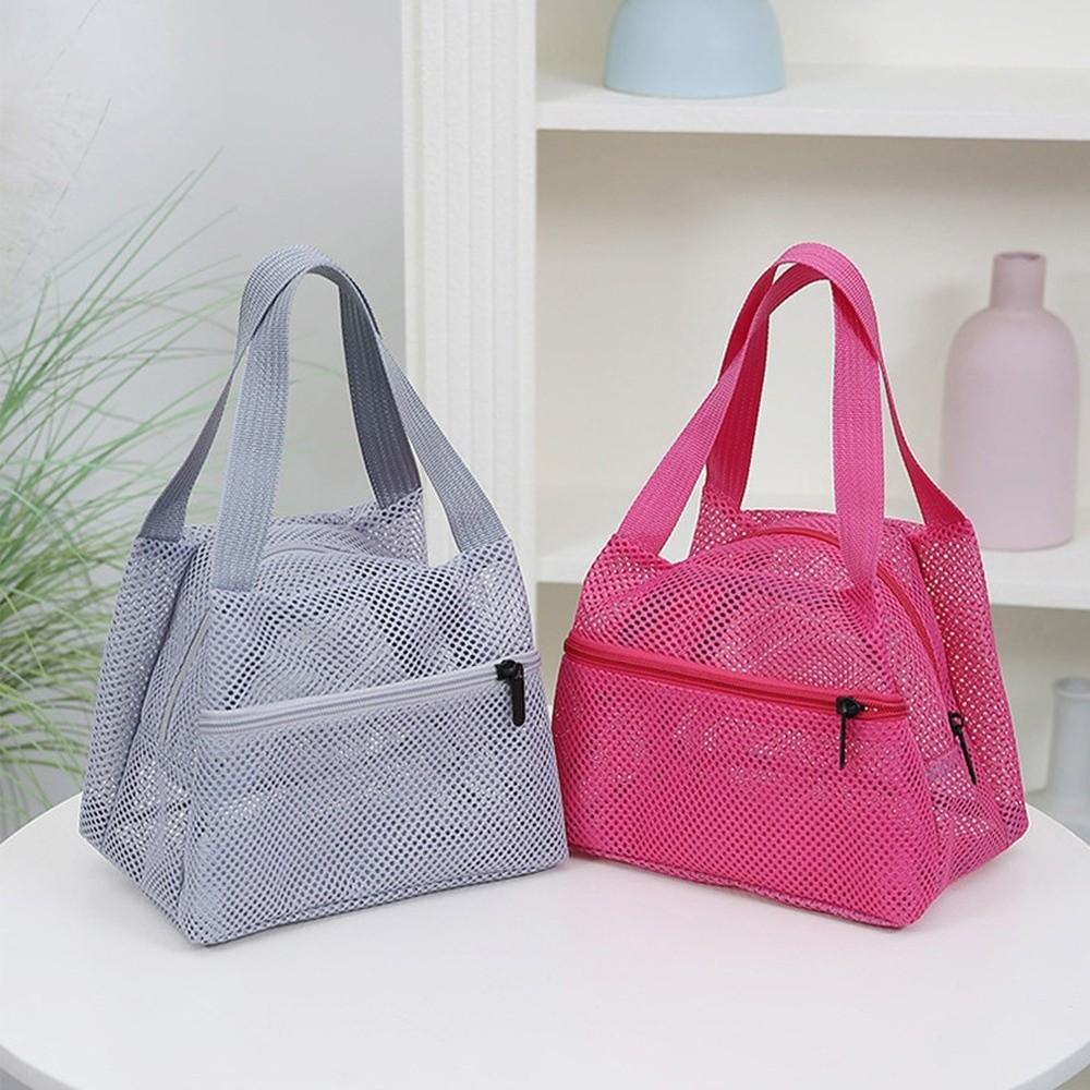 Multifunctional Mesh Beach Bag Portable Travel Wash Bag Tote Handbag Shower Cosmetic Bag  Swimming