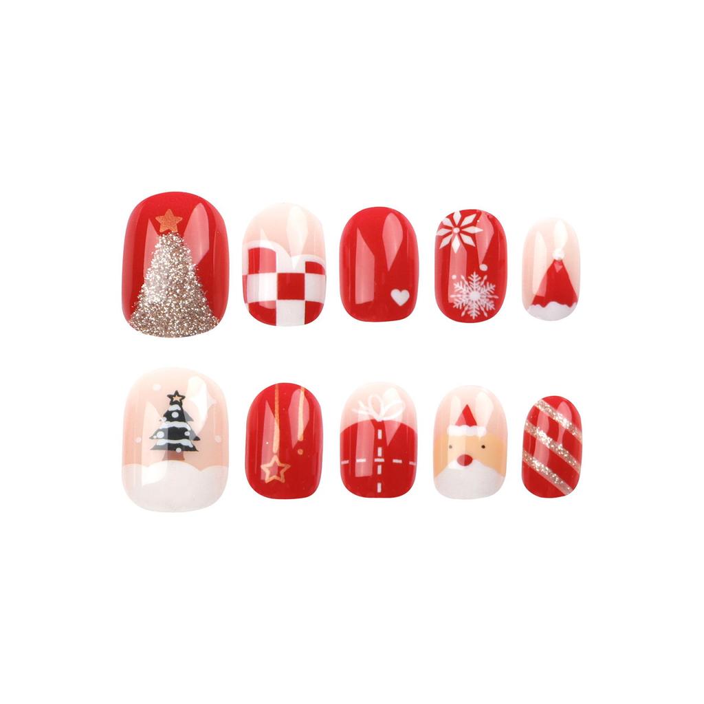 Christmas Short Style Removable Nail Stickers - Cross-Border Hot Selling Wearable Manicure Stickers