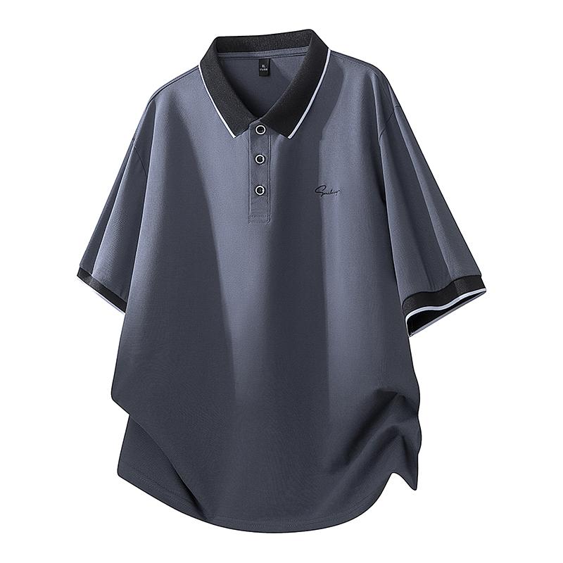 Summer Ice Silk Men s Short Sleeved T-shirt Men s Short Sleeved Polo Shirt M