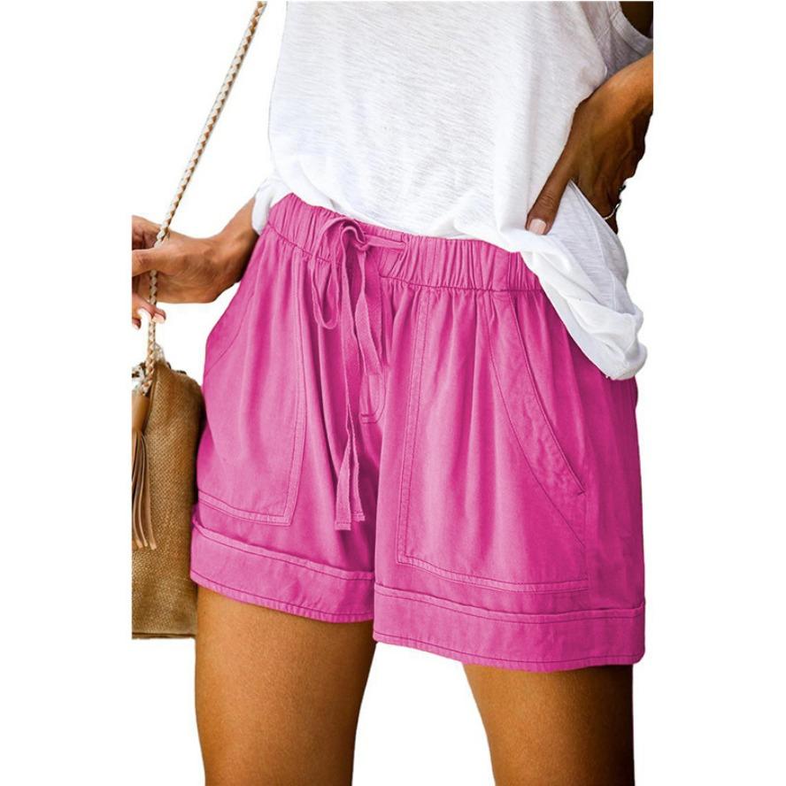 YYFS Pantaloncini sportivi a vita alta con stampa tinta unita casual alla moda da donna