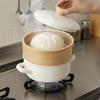 Fuji Enamel Pot, 18cm, with Steamer, White, AMZ-SER18.W