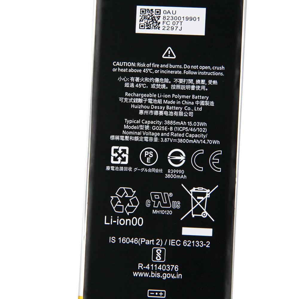Replacement Battery For Google Pixel 4A 5G Version G025E-B Phone Battery 3885mAh