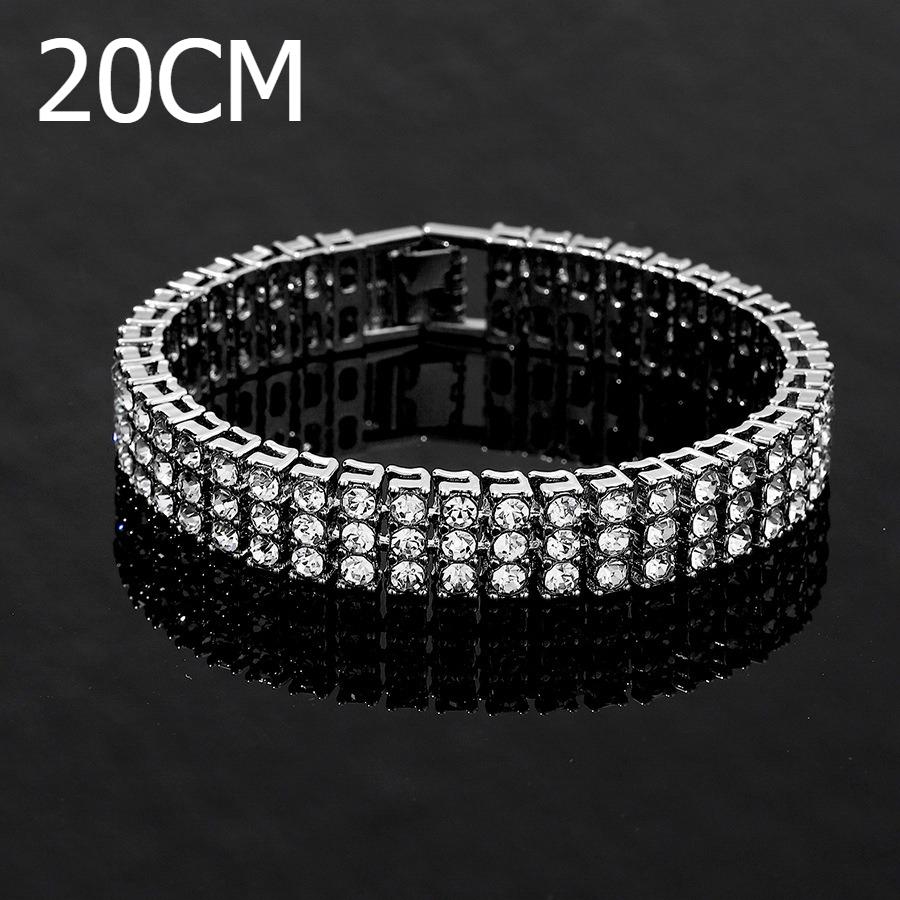 

Full diamond bracelet, Instagram style, light luxury and high-end feel, niche, design, 3-row diamond tennis chains, personalized trendy accessories