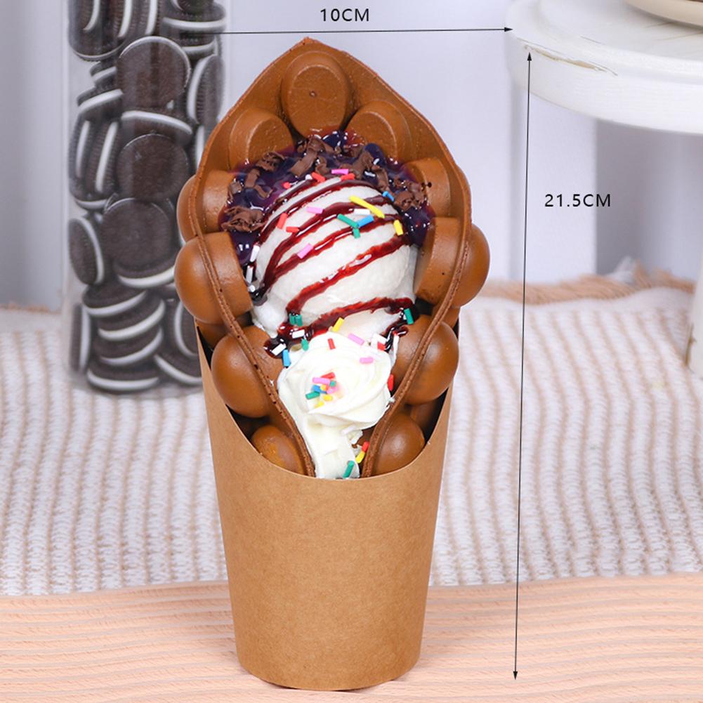 

Simulation Egg Waffles Ice Cream Model Sample Dessert Fake PU Bubble Waffle Food Fruit Chocolate Fruit Ice Cream Decoration