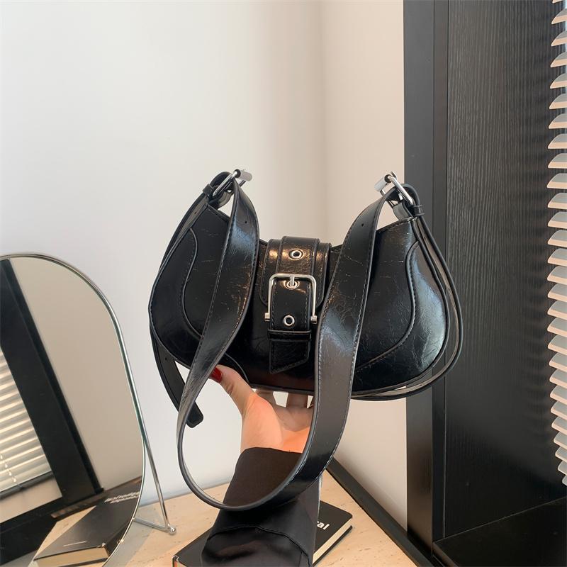 

Винтажная сумка-багет из искусственной кожи для женщин, сумка на плечо, шикарная красная синяя сумка подмышку, высококачественная однотонная классическая сумочка