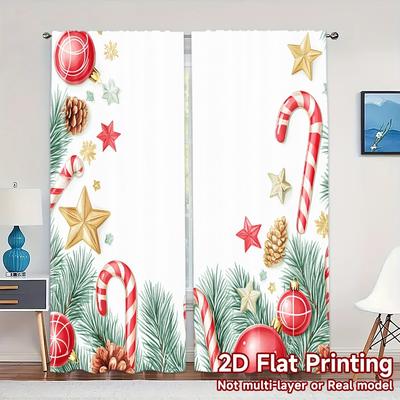 2pcs,Curtains Christmas Ornaments Festive_b Modern Curtains Digital Printed 100% Polyester Curtains Decorations For Home