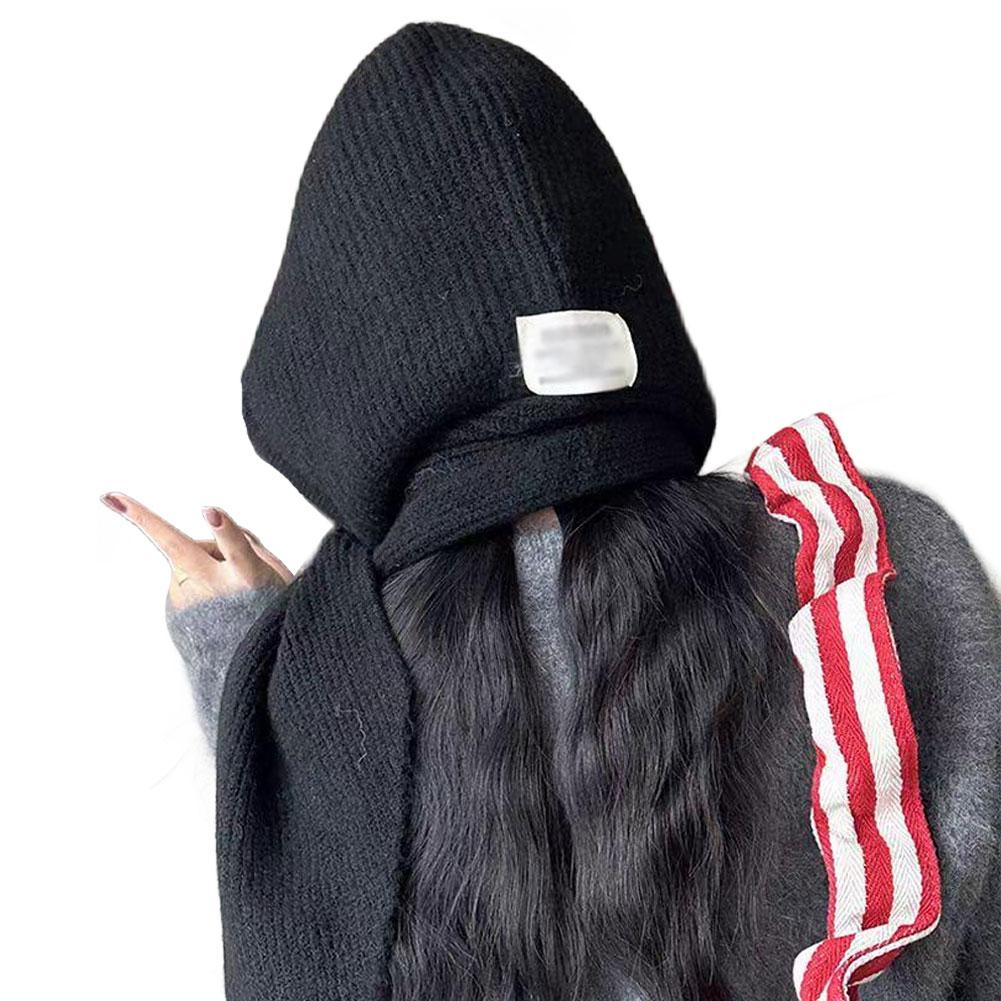 1 шт. Модная шерстяная осенне-зимняя шапка и шарф в одном, теплые наушники, модная шерстяная шапка, альпинистский шарф