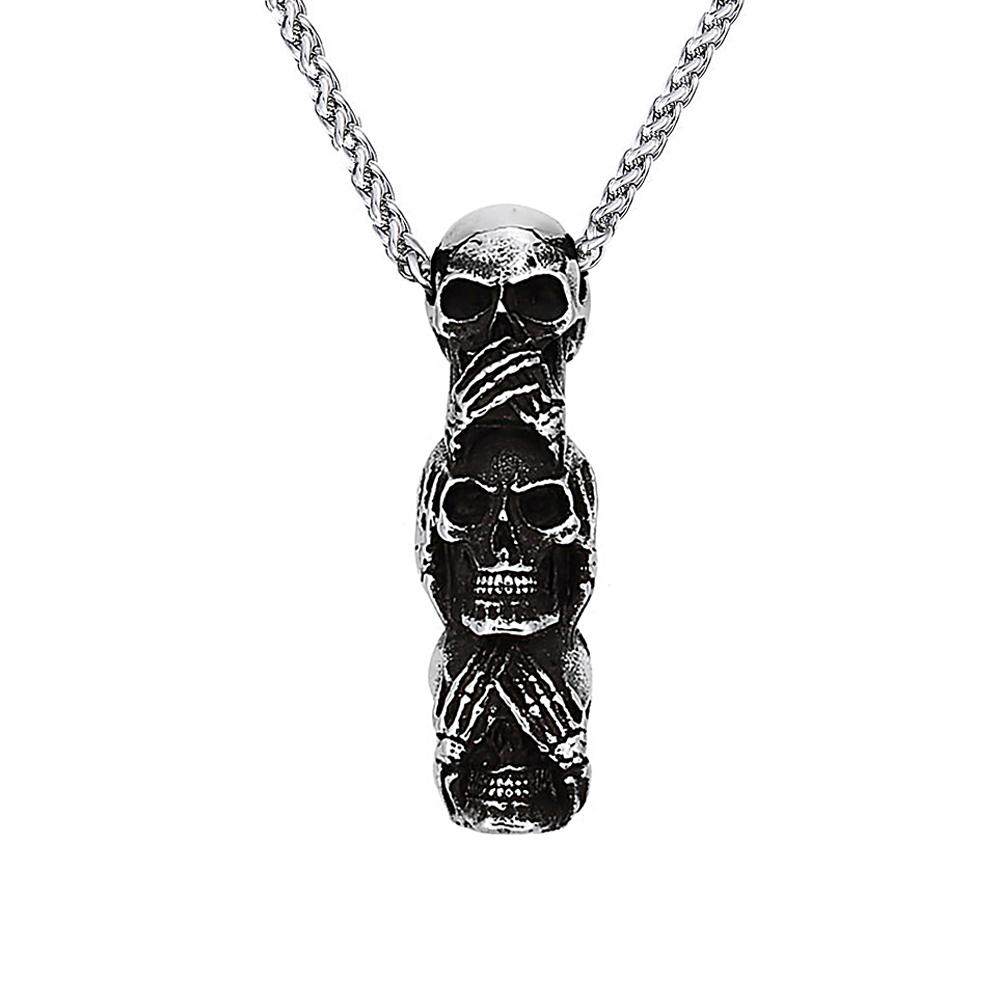 Gotische Hip Hop Totenkopf Anhänger Halsketten Für Männer Edelstahl Punk Mode Skelett Halskette Halloween Schmuck Geschenke Großhandel