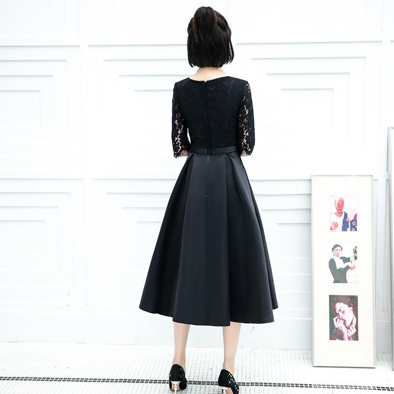 European and American style evening dress, new black medium and long dress, thin temperament, usually can wear evening clothes