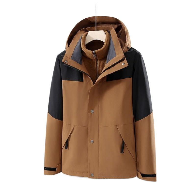 

Мужская куртка 3 в 1 Cozy Up, водонепроницаемая зимняя куртка для снега, теплая флисовая подкладка, ветрозащитная походная дождевая верхняя одежда 5XL дубильная кора