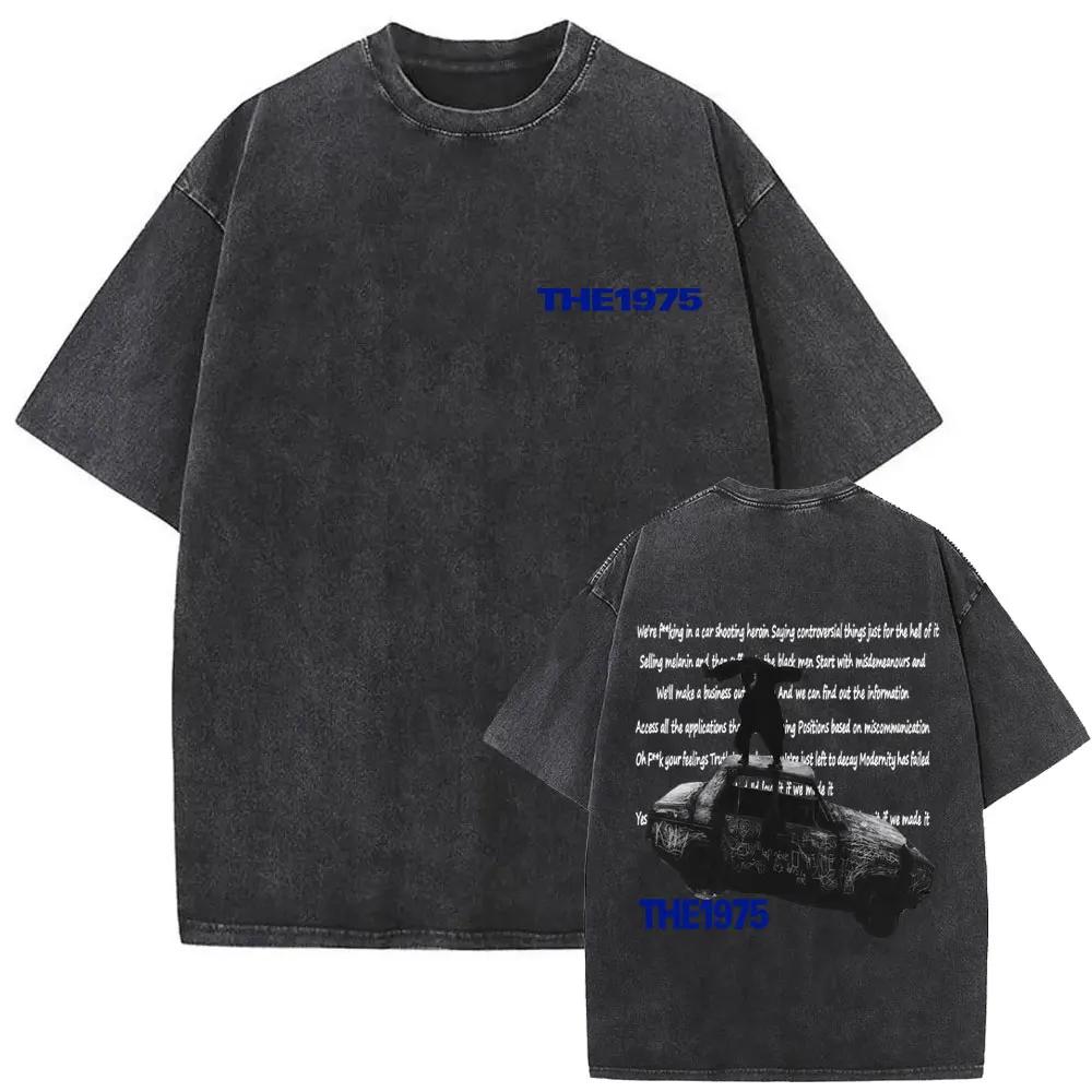 2026 Hot Sale Washed Vintage The 1975 about You Print T-shirt Being Funny in A Foreign Language Album Tshirt Men Women Hip Hop Casual T Shirt