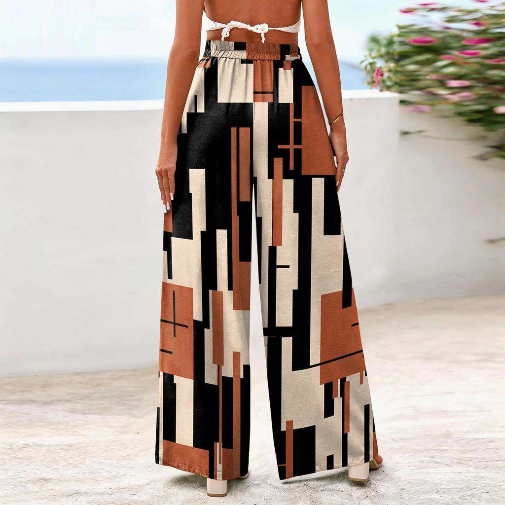 Women's Wide-Leg Casual Flowy Floral Print Pants