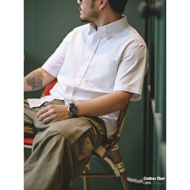 Export to Domestic Sales Orders Exported to Japan Japan fashion Casual All-matching Oxford Cloth White Shirt Short sleeve Men's Summer Men's Shirt