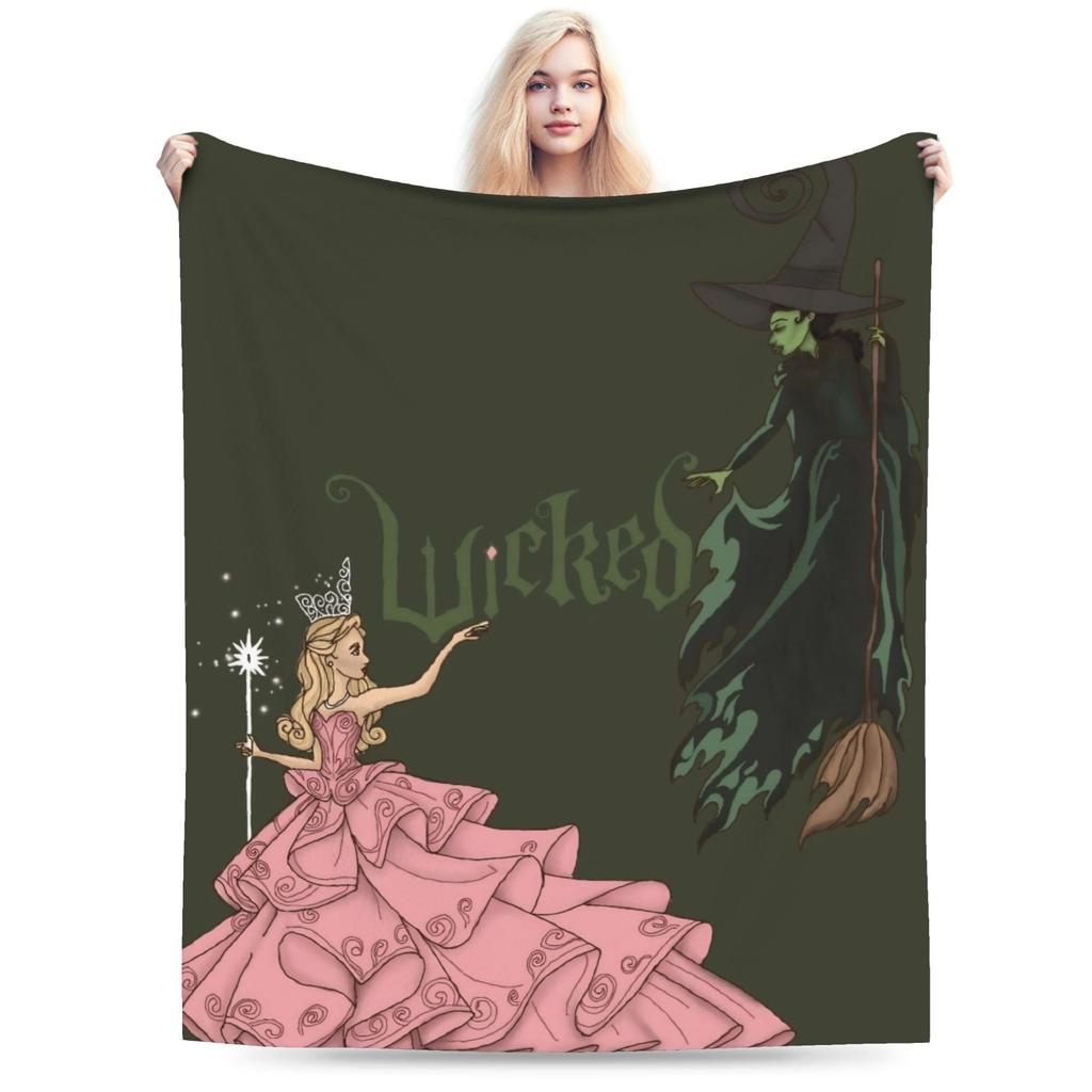 W-Wicked 2 Musical Movie Glinda Elphaba Blanket  Soft Novelty Plush Throw Blanket For Boy Girl Couch Chair Cover