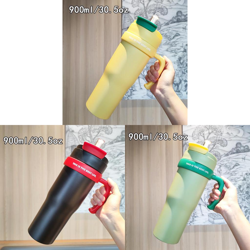 Outdoor Sports Insulated Travel Mug With Handle And Straw For Commuting And Camping