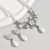 Vintage Elegant American Style Pearl Necklace Inlaid with Zircon Plum Blossom Design Earrings Necklace Set