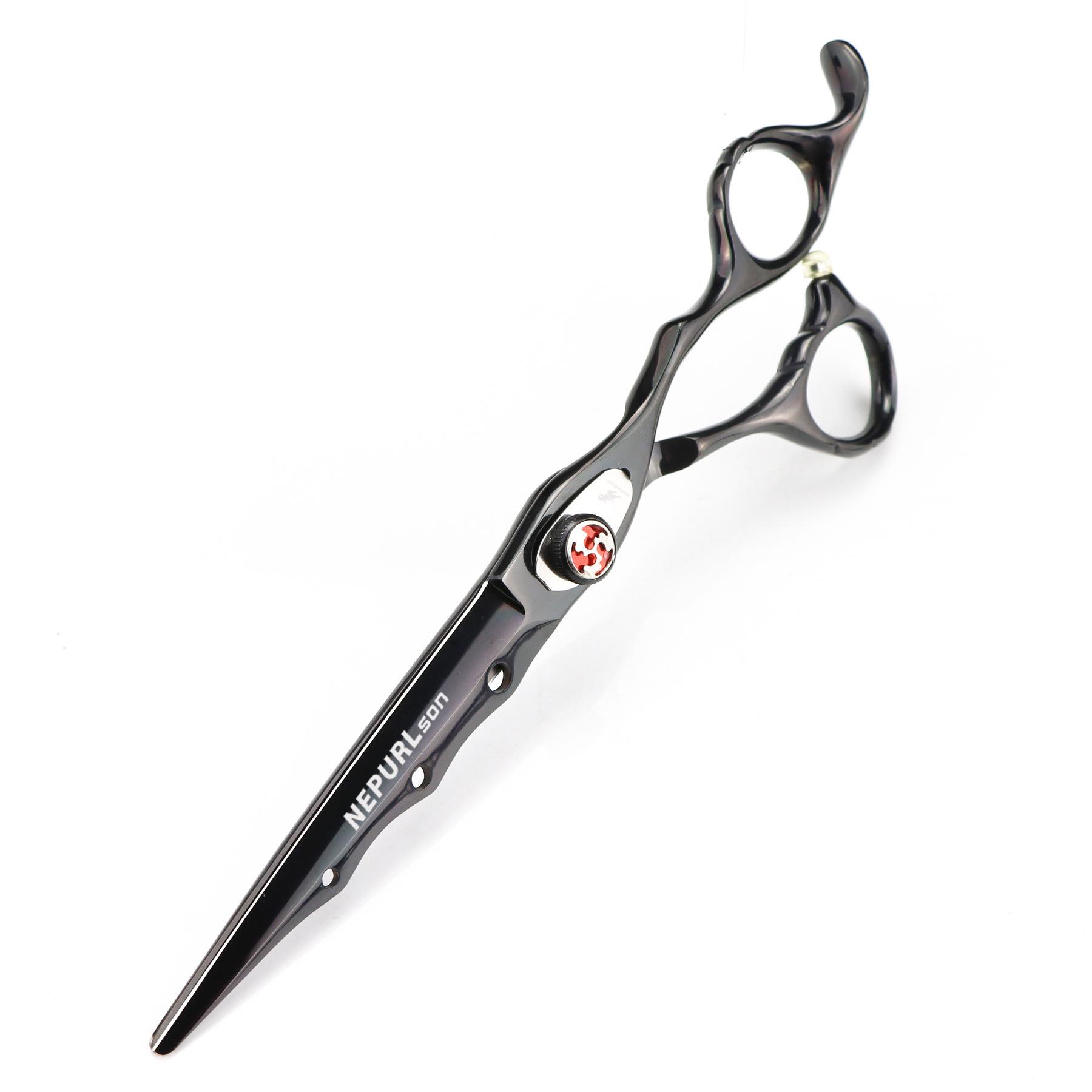 7.0 Black Napson Blade Sword Hairdressing & Barber Serrated Thinning Scissors