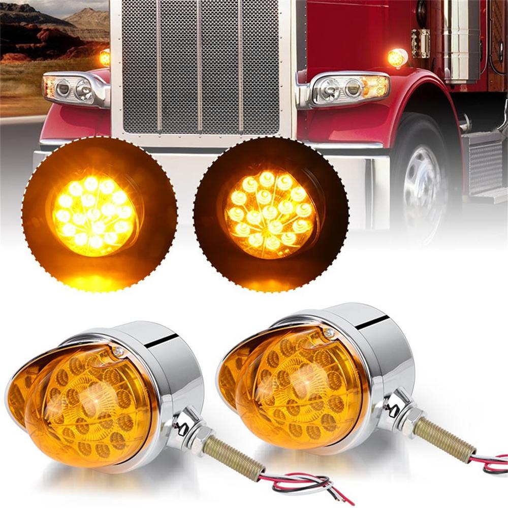 2X Amber LED Single Face Semi Truck Fender Side Marker Light Turn Signal DRL 12V