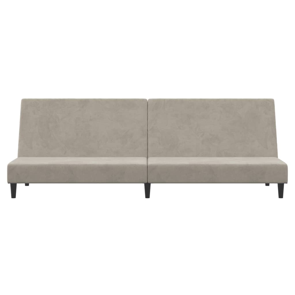 2 Seater Sofa Bed Light Grey Velvet