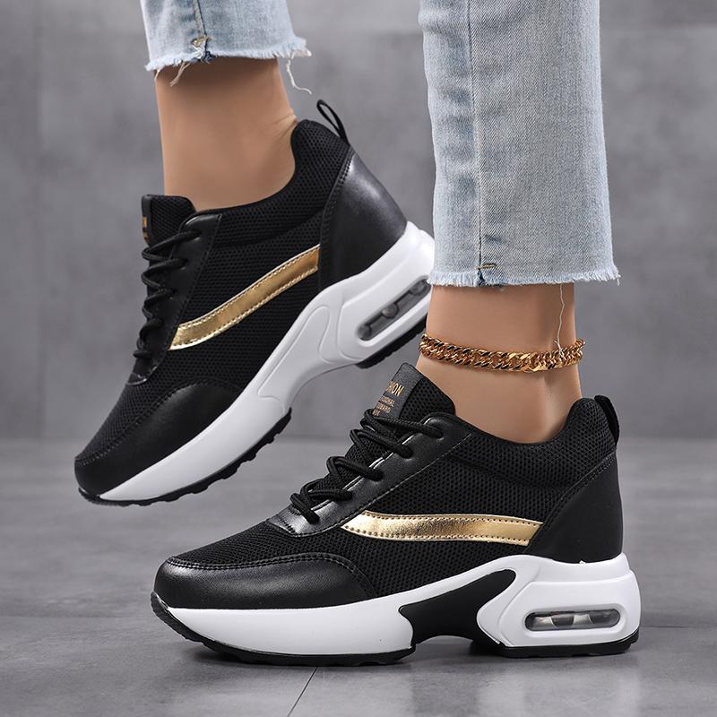 Air-cushion Platform Shoes Women's Elastic Casual Walking Shoes Invisible Height-increasing Traveling Shoes