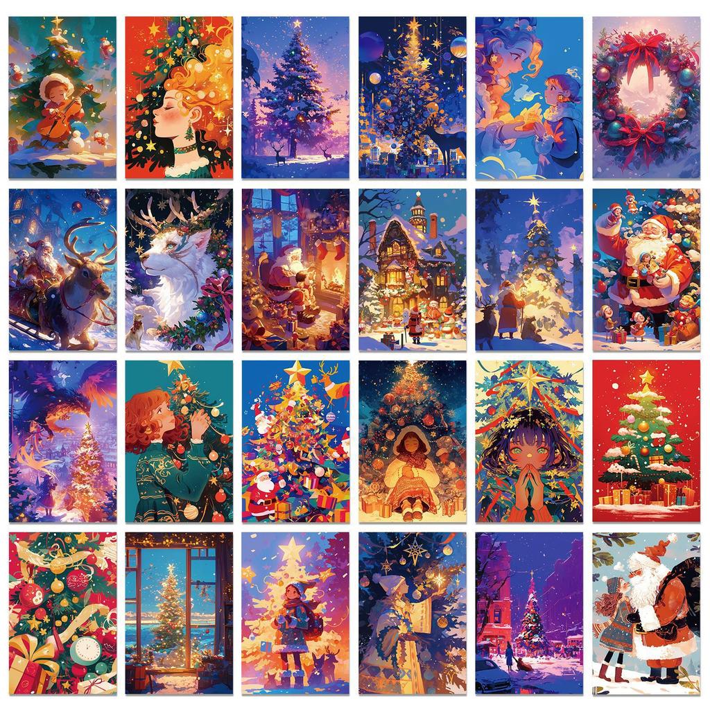 50 Christmas Day Celebration Christmas Eve Wall Decoration Cards Children Diy Indoor Bedroom Message Postcards