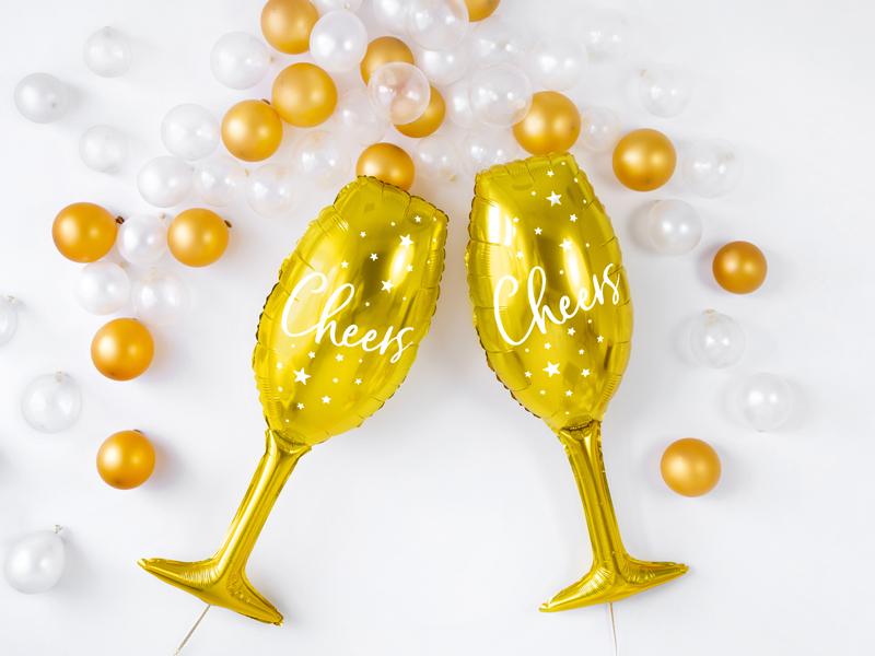 Foil Balloon Glass 28X80Cm Gold 1 Piece
