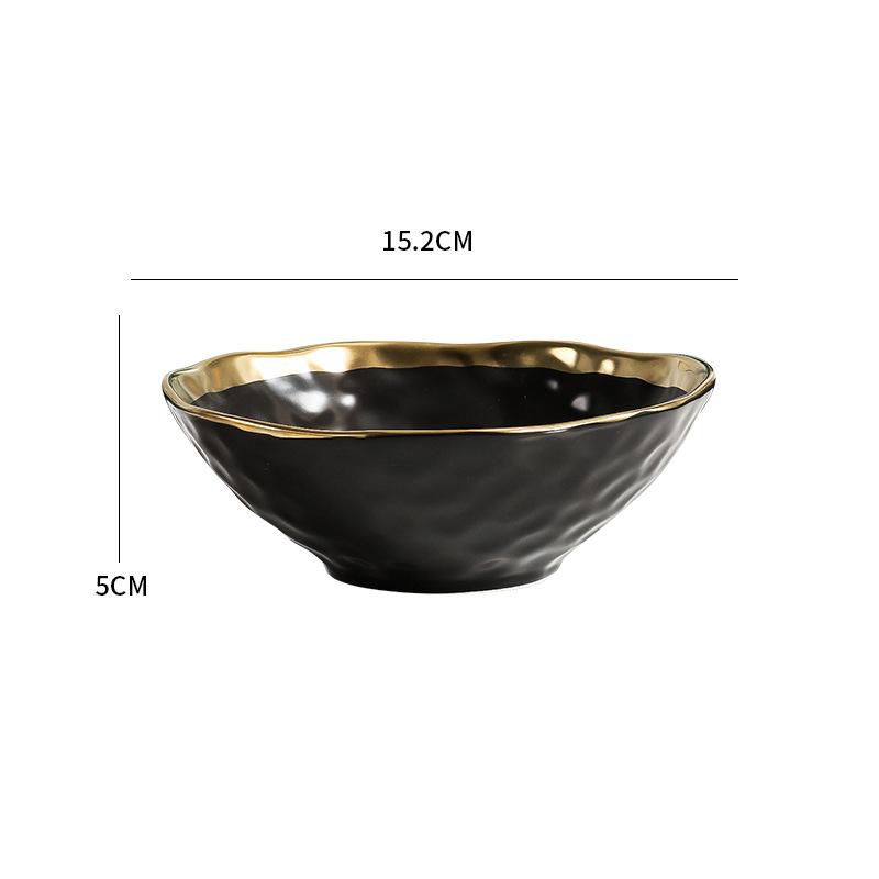Irregular Gold-plated Edge Ceramic Steak Plate Salad Plate Dessert Plate Matte Thick Soup Bowl Restaurant Creative Tableware