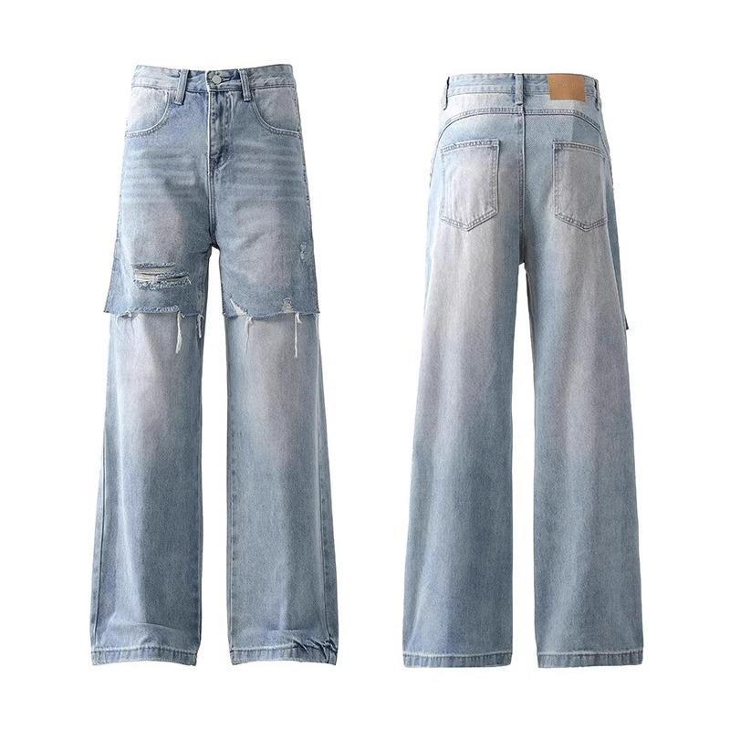 

Джинсы из двух частей синего цвета N904 оригинального качества с вырезами, Размеры M-3XL M синий