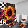 4Pcs Shower Curtain Set with Non-Slip Bath Mat, Toilet Lid Cover, Contour Rug & 12 Hooks, Bathroom