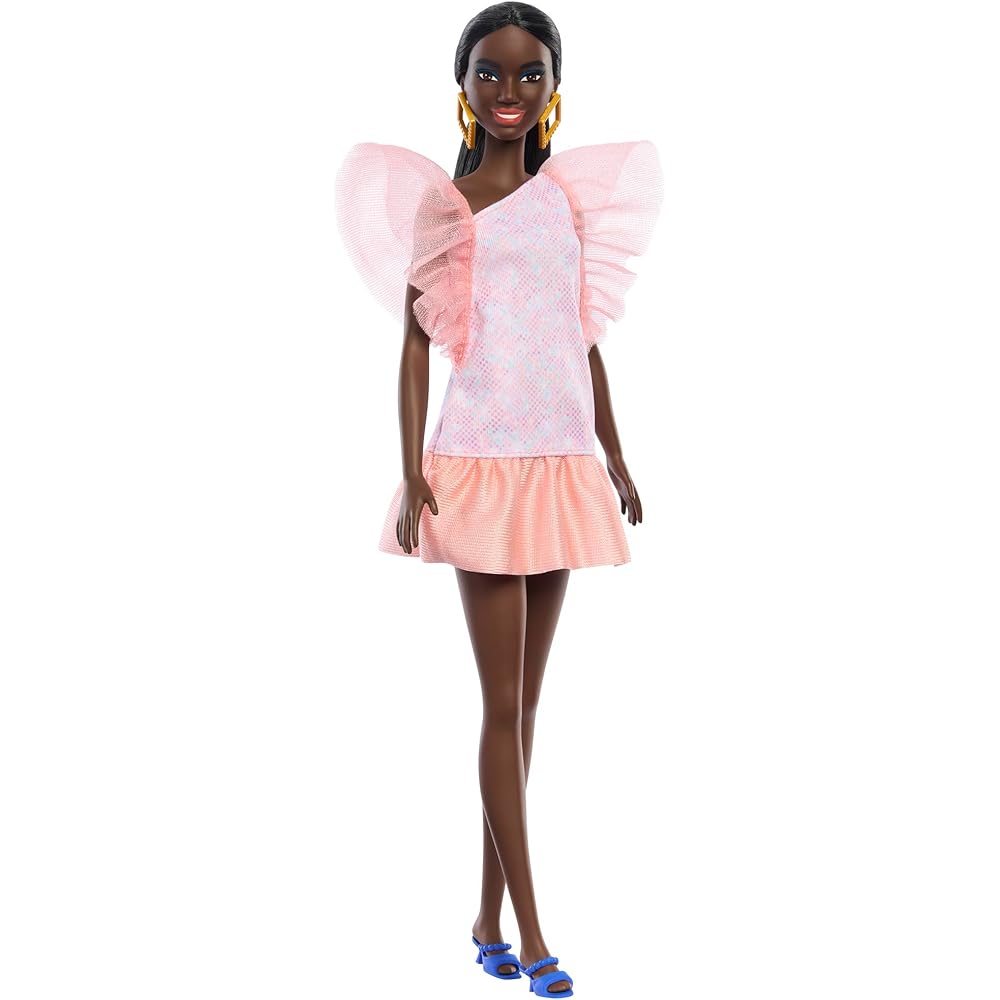 Barbie Fashionista Frill Sleeve Dress for Dolls Pink 3 Years and Up