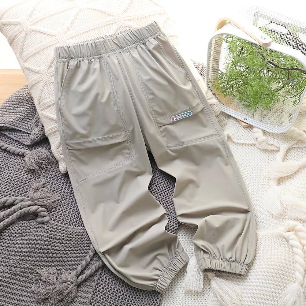 [Ice Silk Cool Feeling] Boys  Summer 2026 New Thin Ice Silk Sports Quick-Dry Anti-Mosquito Pants for Big Boys 120 хаки