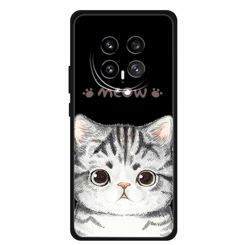 Black Silicone Case For Honor Magic8 Pro Case Cartoon Cat Soft Back Cover For Honor Magic 8 5G Pro Phone Case Coque Funda Para