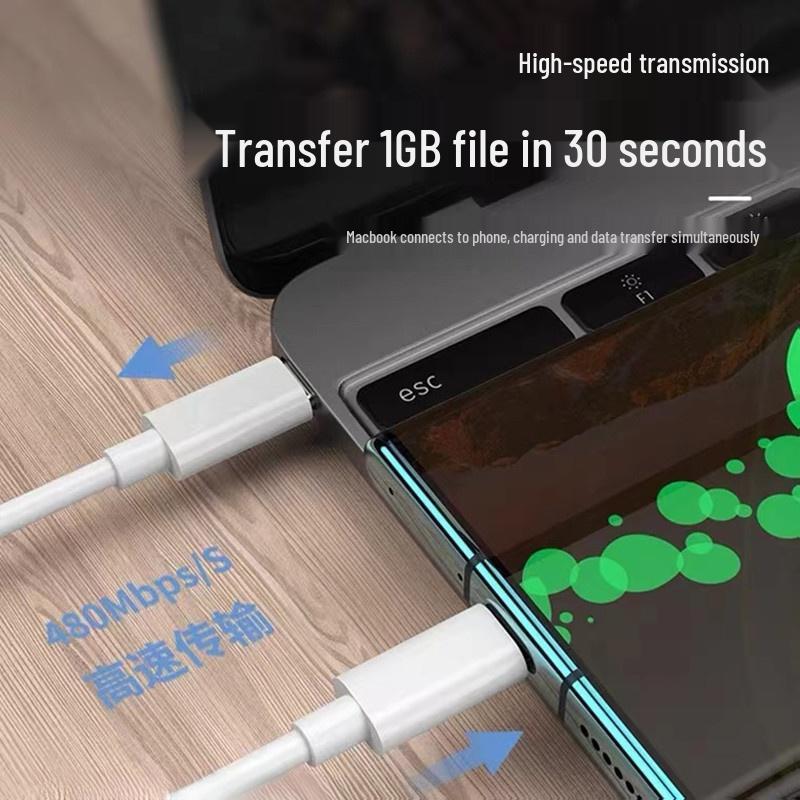 240W Braided PD Fast Charging Dual Type-C Cable for Apple Laptops