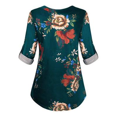Women Top V Neck Long Sleeve Shirt V Neck Long Casual Print Blouse