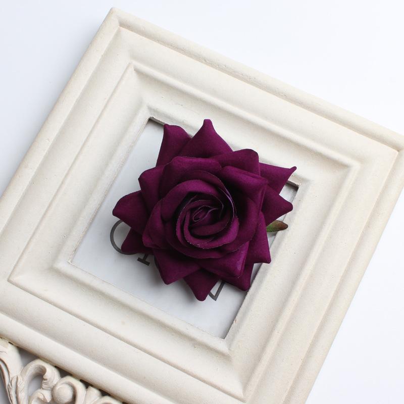 

7cm DIY simulation Craft Velvet Rose Head Silk Flower Chest Wrist Flower Photo Props Arch Flower Decoration Wedding Accessories 5pcs фиолетовый