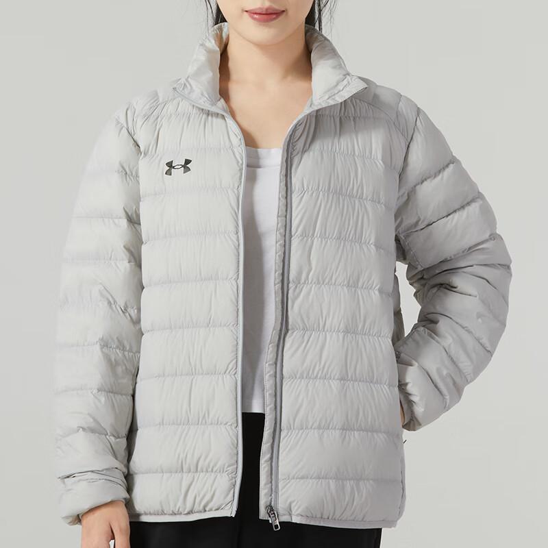 Under Armour Solid Color Casual Stand Collar Quilted Down Jacket Unisex Outerwear Light-Gray 23600804-009