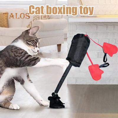Cat Boxing Gloves Toy with Firm Suction Cup Spring Bounce Action Interactive Kitten Punching Bag Toy