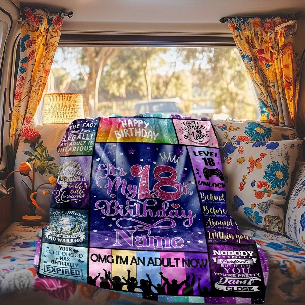 Happy Birthday Customize Your Name Rv Blanket Comfortable Soft Lightweight Multiseasonal Blanket For Travel Camping Picnics Sofas Rvs Beds Living