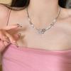 IF ME Elegant Bow Beads Necklace for Women Zircon Artificial Pearls Necklaces Silver Chain Accessories Jewelry