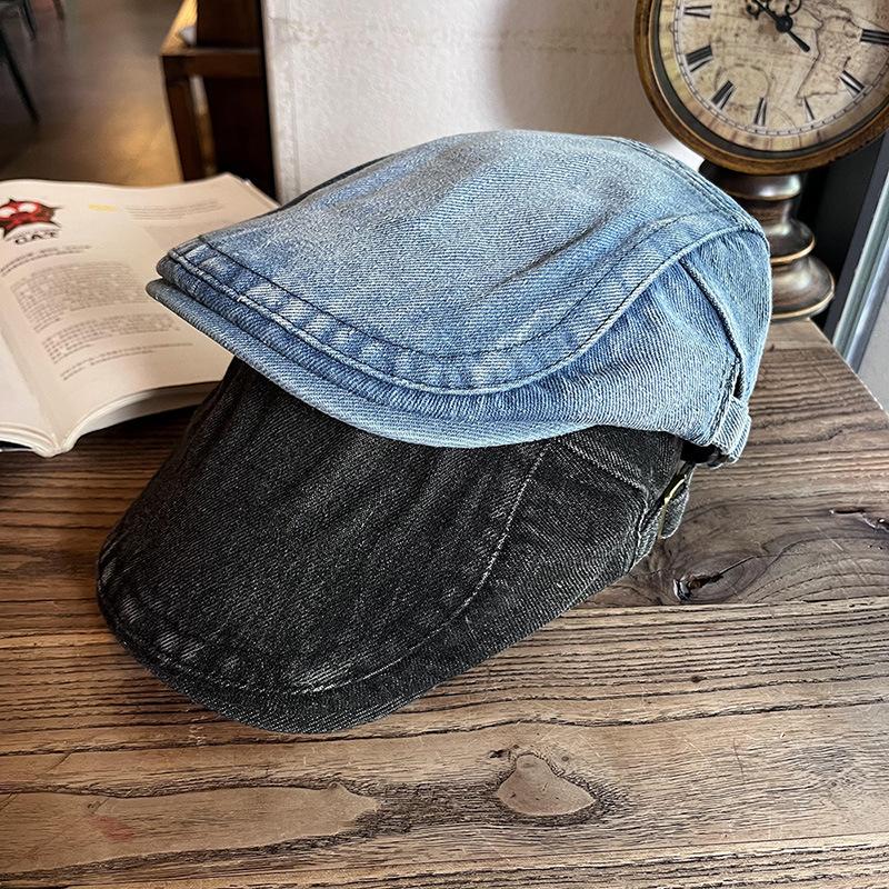 New Retro Washed Denim Reverse Forward Hat Adjustable Big Head Circumference Fashionable Versatile Duckbill Hat Tide