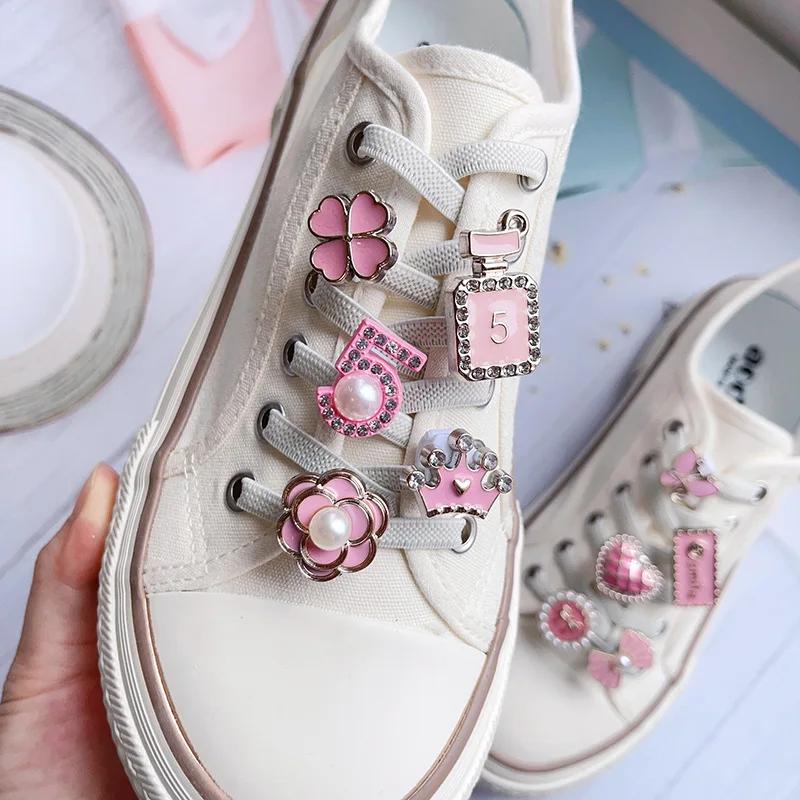 1Pcs Pink Shoelace Charm Buckle for Girls DIY Fashion Sneaker Accessories Shoe Laces Charms Decorations