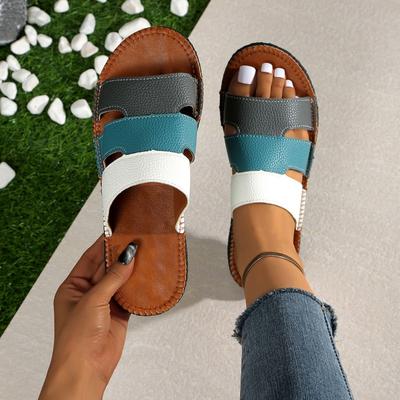 Sommerlicher Farbblock-Slipper für Damen Offene Zehen Outdoor-Slipper 2025 Strand Damenschuhe Große Größe 43 Flip-Flops