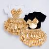 Baby Mädchen Jungen Kleidung Set Langarmshirt + Hose + Haarband Strampler Set