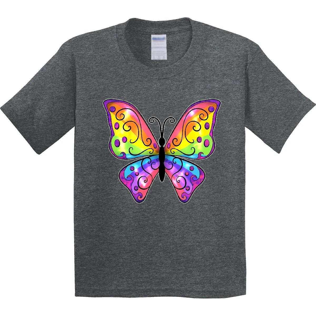 Inktastic Butterfly With Rainbow Wings Youth T-Shirt Cute Pretty Kid Child Kids 110