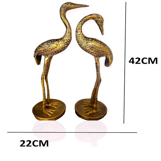 Set of 2 Metal Swan Pair Saras Flamingo Crane Love Birds Showpiece Statue Decorative for Shelf Console Cabinet Showcase Drawing Bedroom Living Room