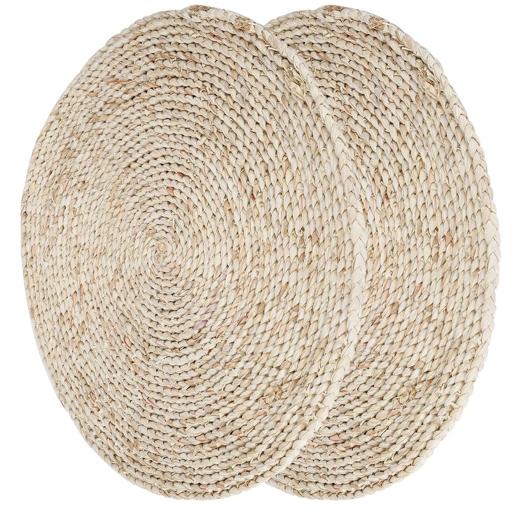 2Pcs Hand Made Round Tatami Cushion Bay Window Pouf for Yoga Zen Tea Ceremony Decoration