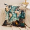 The Retro Age Of Navigation Cushion Cover Silky Short Plush Invisible Zipper Dustproof Sofa Pillow Case For Home Decor