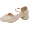 Fashion Zapatos De Mujer Women Cute Round Toe High Quality Spring & Summer Square Heel Shoes Lady Fashion Sweet Beige Office Shoes Ea280
